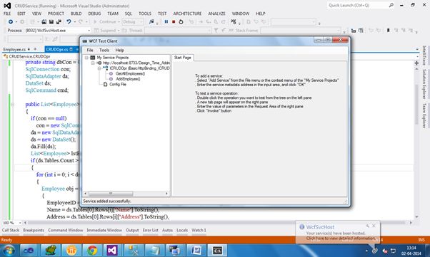the wcf service library application